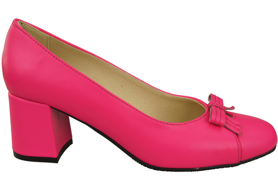 Damen Pumps mit Schleife Neon Rosa Naturleder und niedrigem Absatz 203 ElitaBut