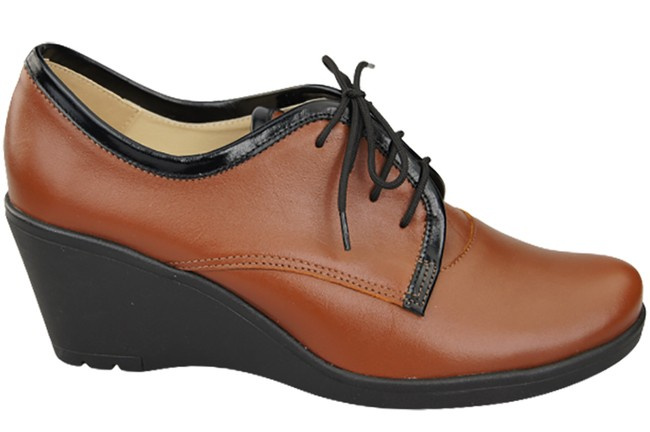 Schuhe Damen-Keilschuhe, Naturleder, Braun 181 ElitaBut