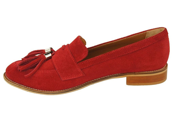 Schuhe Damen Mokassins Naturveloursleder Rot 134 ElitaBut