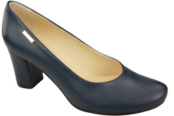 Klassische Damen Marineblaues Leder Mandel Nase Pumps 201 ElitaBut