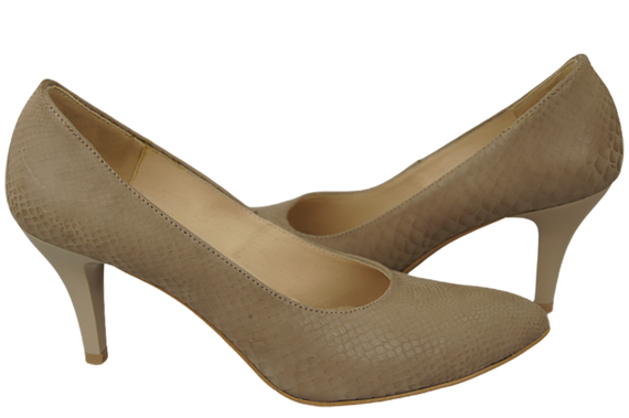 Damenschuhe Pumps Beige Schlangenmotiv Naturleder 150 ElitaBut