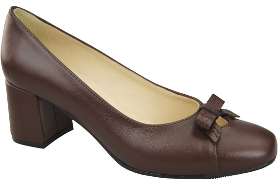 Damen Pumps mit Schleife Schokolade Naturleder und niedrigem Absatz 203 ElitaBut