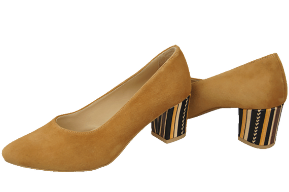 Damenschuhe Pumps Rot Natürliches Wildleder Dekorativer Absatz 158 von ElitaBut