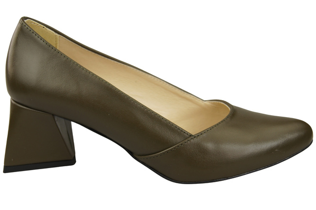 Damen Pumps Olive Echtleder Spitz Zehen Absatz ElitaBut 221