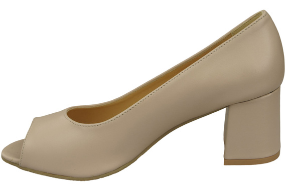 Damenschuhe PEEP TOE Cappuccino-Pumps Helles Naturleder mit beschichtetem Absatz 192 ElitaBut