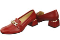 Damenschuhe mit Zierkette Pumps Mokassins Naturleder 193 Rot ElitaBut