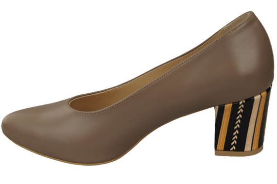 Damenschuhe Cappuccino-Pumps Naturleder mit Zierabsatz 158 ElitaBut