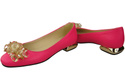 Damen Neon Rosa Pumps mit Kristallen flach Naturleder 216 ElitaBut