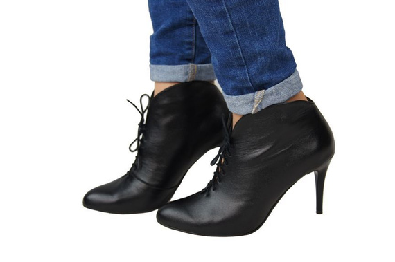 Damenstiefel Frühling/Herbst, Naturleder, Schwarz 955 ElitaBut