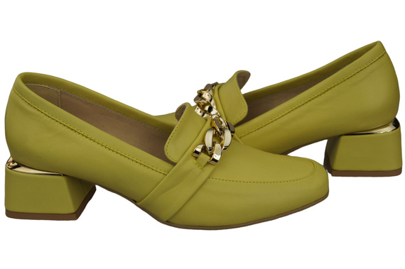 Damenschuhe mit Zierkette Pumps Mokassins Naturleder 193 Lemon ElitaBut