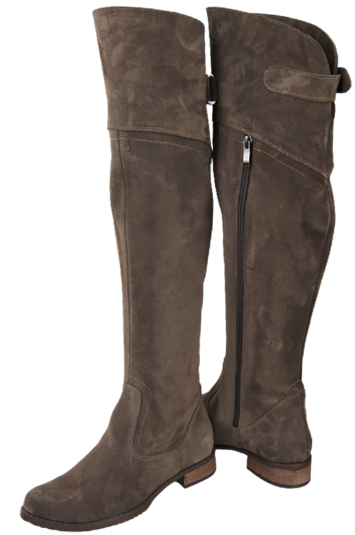 Schuhe Damenstiefel Stiefel Overknee-Stiefel, Naturleder, Velours, Braun 154 ElitaBut