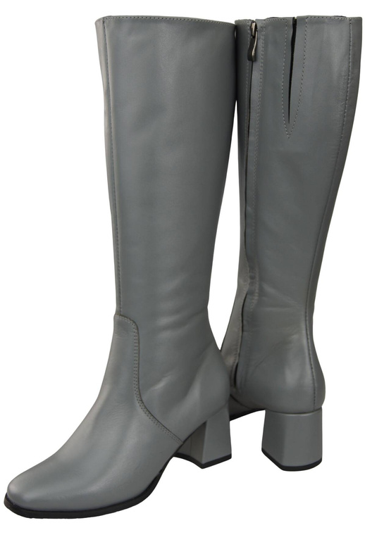 Bequeme Damen Aschgrau Niedrig Absatz Stiefel Naturleder 212 ElitaBut