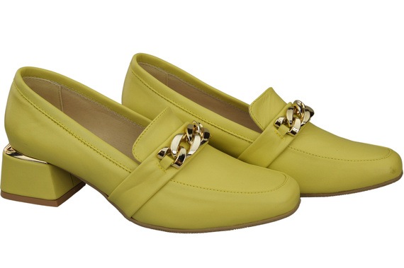 Damenschuhe mit Zierkette Pumps Mokassins Naturleder 193 Lemon ElitaBut