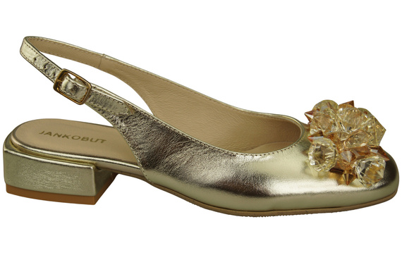 Damen Schuhe Gold Sandalen mit Kristallen Naturleder 215 ElitaBut