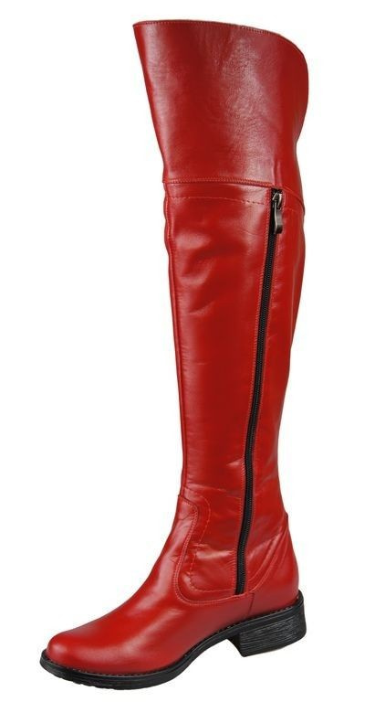 Schuhe Damenstiefel Stiefel, Overknee-Stiefel, Naturleder, Rot 638 ElitaBut