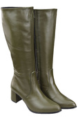 Klassische Damenstiefel, Naturleder, Olive 175 ElitaBut
