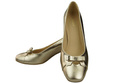 Damen Pumps mit Schleife Gold Naturleder und niedrigem Absatz 203 ElitaBut