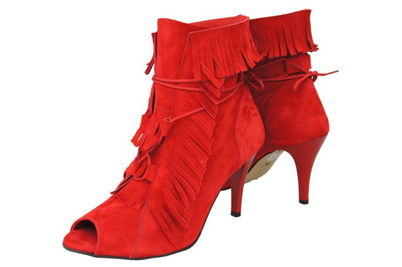 Damenschuhe Peep-Toe-Stiefeletten, natürliches Wildleder, Rot 964 ElitaBut