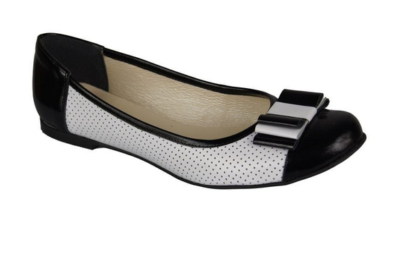 Durchbrochene Ballerinas für Damen, Naturleder, Schwarz-Weiß, 718 ElitaBut
