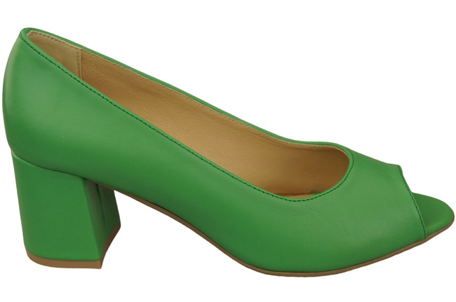 Damenschuhe PEEP TOE Pumps Limettengrünes Naturleder mit beschichtetem Absatz 192 ElitaBut