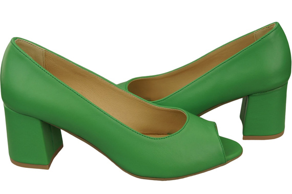 Damenschuhe PEEP TOE Pumps Limettengrünes Naturleder mit beschichtetem Absatz 192 ElitaBut