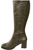 Bequeme Damen Olive Niedrig Absatz Stiefel Naturleder 212 ElitaBut