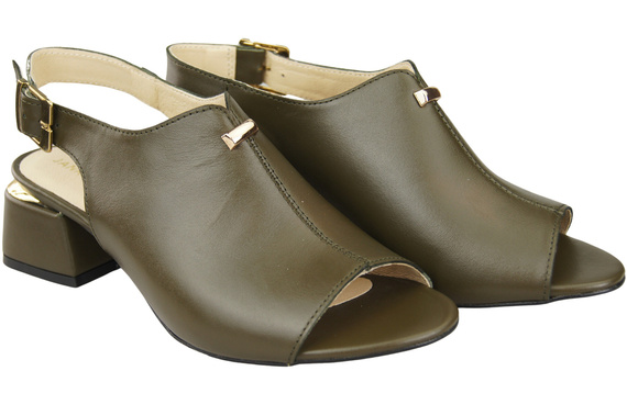 Damenschuhe Sandalen Oliv, goldene Schnalle, Naturleder 198 ElitaBut