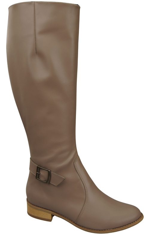 Damen-Lederstiefel Cappuccino Dunkel Gefüttert Offiziersstiefel, Flach 225 ElitaBut
