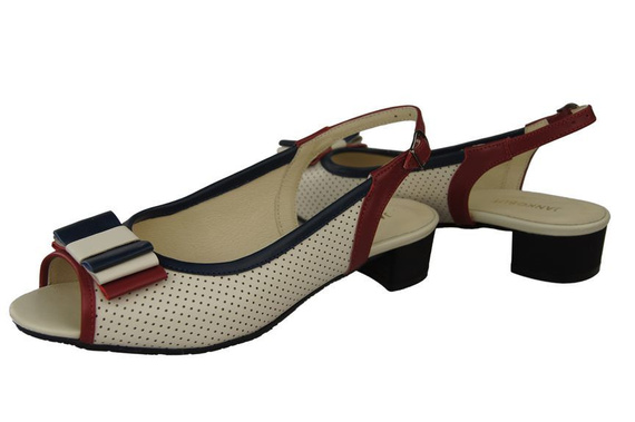 Damenschuhe Durchbrochene Sandalen Naturleder Rot Marineblau Beige 731 ElitaBut