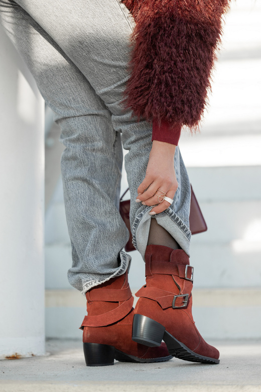 Damenstiefel Naturveloursleder Burgund 119 ElitaBut