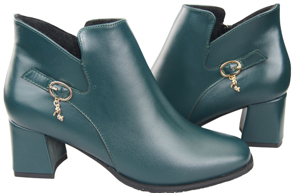 Damen-Stiefeletten ElitaBut 226 Malachit aus Naturleder, gefüttert, eckige Zehenkappe, Blockabsatz