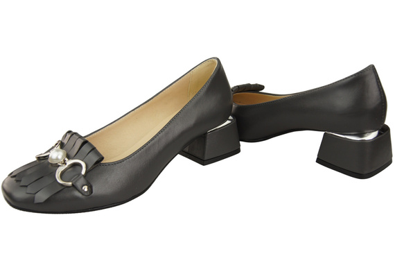 Damenschuhe Pumps verziert mit Fransen Graphit Naturleder 195 ElitaBut