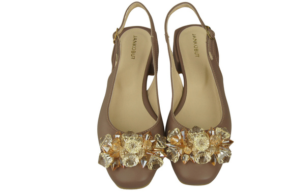 Damen Schuhe Cappuccino Dunkel Sandalen mit Kristallen Naturleder 215 ElitaBut