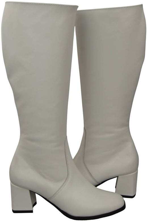 Bequeme Damen Weiß Niedrig Absatz Stiefel Naturleder 212 ElitaBut