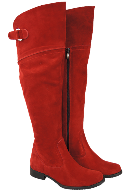 Schuhe Damenstiefel Stiefel Overknee-Stiefel, Naturleder, Velours, Rot 154 ElitaBut