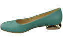 Flache Frauen Schuhe Türkis Dekorative Ferse Naturleder 209 ElitaBut