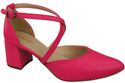Elegante Neon Rosa Ledersandalen mit offener Seite und stabilem Absatz 218 ElitaBut