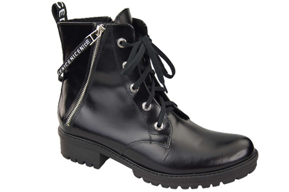 Schuhe Damenstiefeletten mit der Aufschrift NICE, Naturleder, Schwarz, Glänzend 173 L ElitaBut