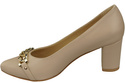 Klassische Frauen Cappuccino Blass Naturleder Schuhe mit Gold Ornament Kette 200 ElitaBut