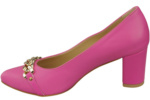 Klassische Frauen Fuchsia Naturleder Schuhe mit Gold Ornament Kette 200 ElitaBut