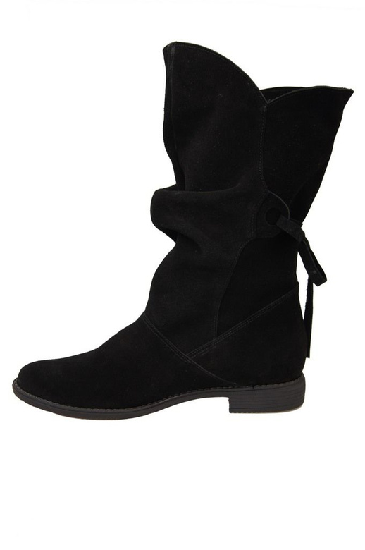 Damenstiefel Frühling / Herbst, Naturveloursleder, Schwarz 999 L ElitaBut