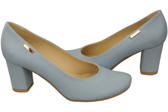 Klassische Damen Hellblaues Leder Mandel Nase Pumps 201 ElitaBut