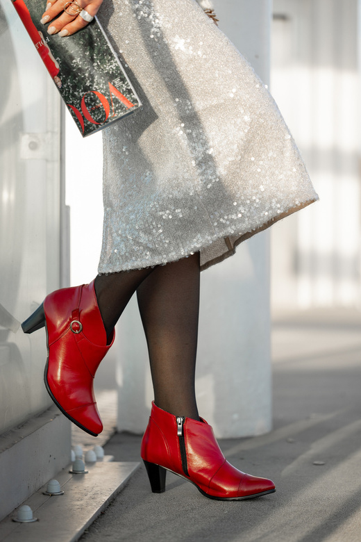 Damen-Winterstiefel, Naturleder, Rot 100, von ElitaBut