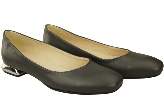 Flache Frauen Schuhe Graphit Dekorative Ferse Naturleder 209 ElitaBut