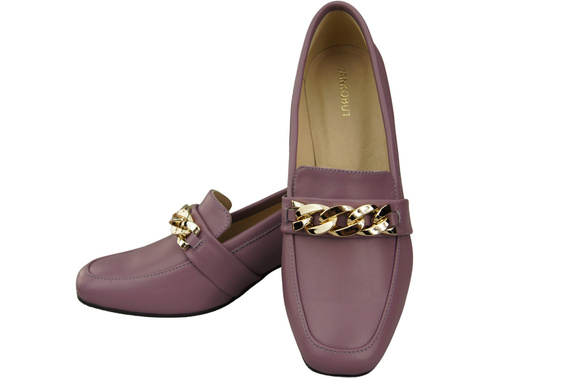 Damenschuhe mit Zierkette Pumps Mokassins Naturleder 193 Lila ElitaBut