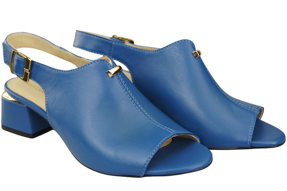 Damenschuhe Sandalen Blau, goldene Schnalle, Naturleder 198 ElitaBut