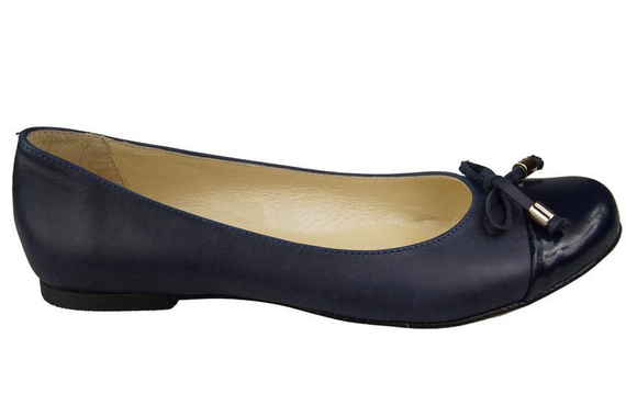 Damen-Ballerinas, Naturleder, Marineblau 895 ElitaBut