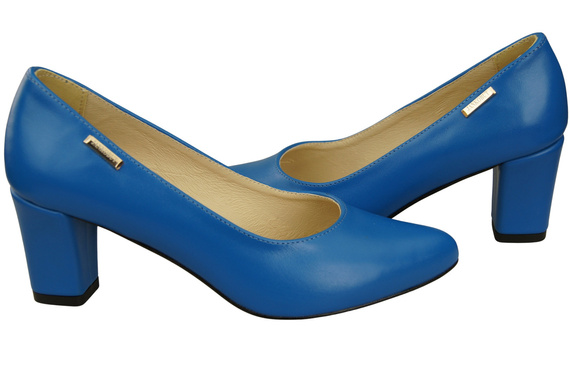 Klassische Glatt Damen Blau Naturleder Schuhe 213 ElitaBut