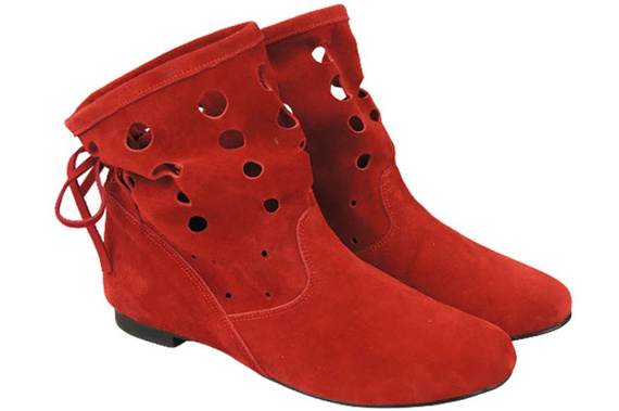 Schuhe Damen-Stiefeletten, natürliches Veloursleder, Rot 160 ElitaBut
