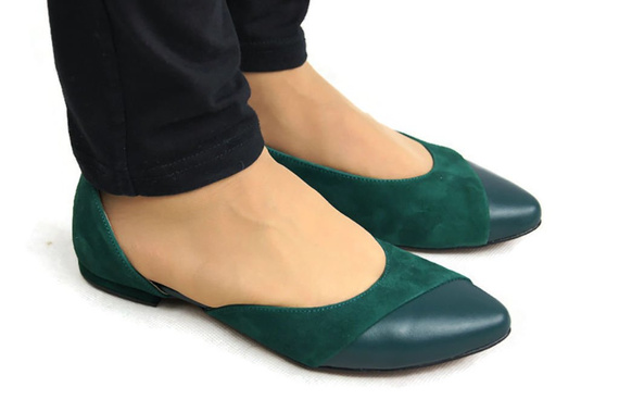 Damenschuhe Malachit-Ballerinas, natürliches Wildleder 146 ElitaBut